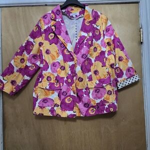 Joan Rivers Floral Women's Jacket - Pink and Yellow